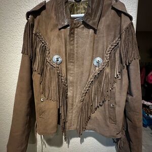 Open Rd by Wilsons Leather Brown Fringe Jacket